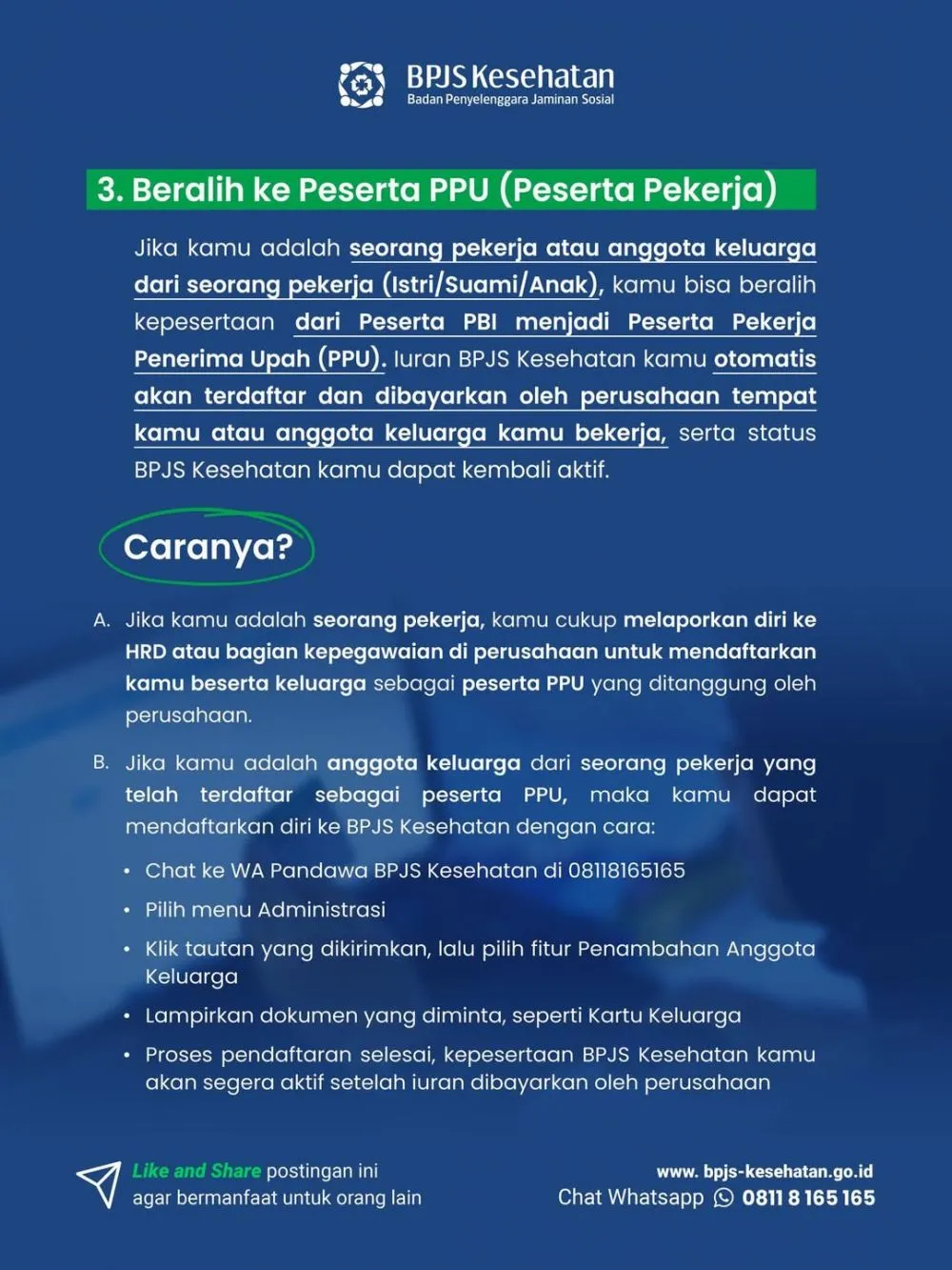 cara mengaktifkan bpjs pbi Instagram @bpjskesehatan_ri