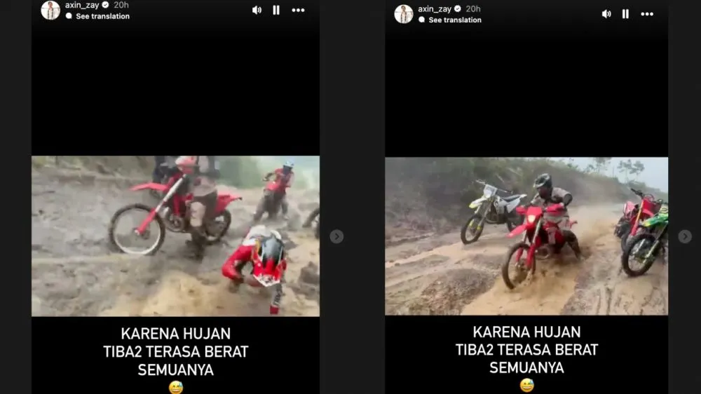 Judika terjebak banjir saat offroad Instagram/@axin_zay Judika terjebak banjir saat offroad Instagram/@axin_zay