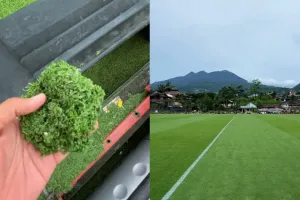 9 Potret mewah Gelora Desa Karang, lapangan viral kualitas internasional dengan view Gunung Lawu