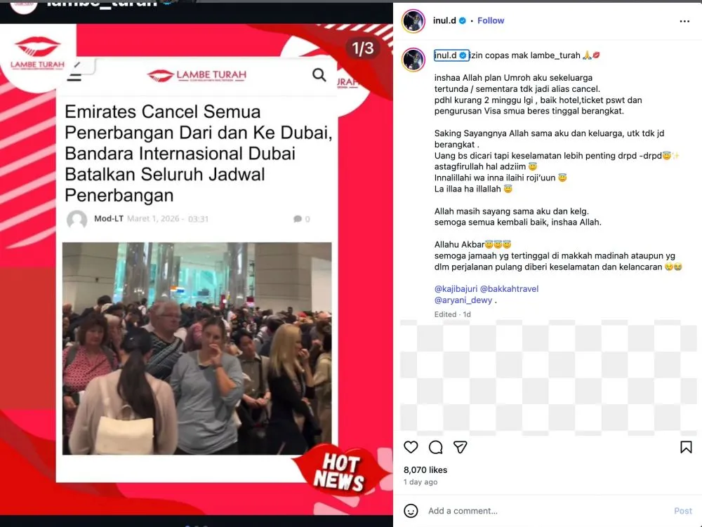 Inul Daratista Batal Umrah Instagram @inul.d Inul Daratista Batal Umrah Instagram @inul.d