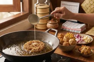 Cara bikin kremesan bersarang tanpa ribet, pelengkap ayam goreng Lebaran