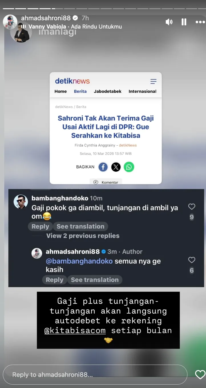 Ahmad Sahroni tak ambil gaji DPR © 2026 brilio.net Ahmad Sahroni tak ambil gaji DPR © 2026 brilio.net