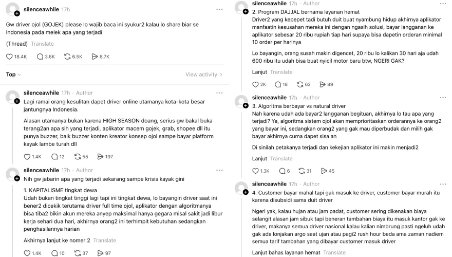 Krisis ojol Jakarta Threads/silenceawhile