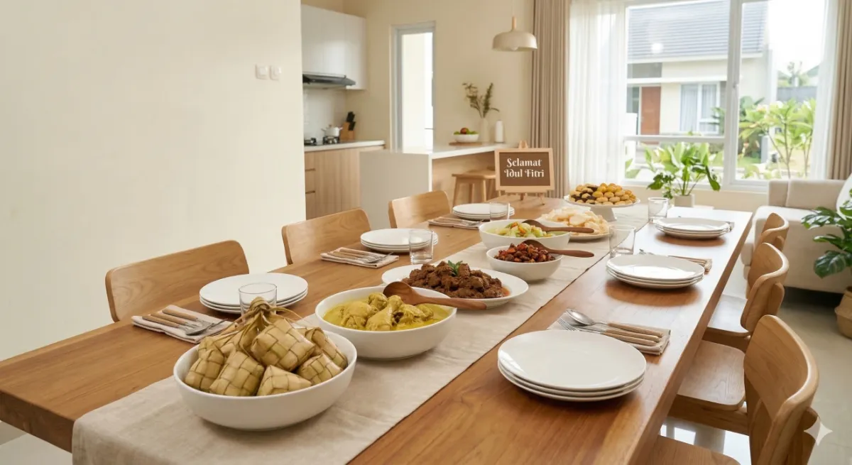 5 Inspirasi meja makan Lebaran clean aesthetic yang cocok untuk rumah tipe 36 dan 45