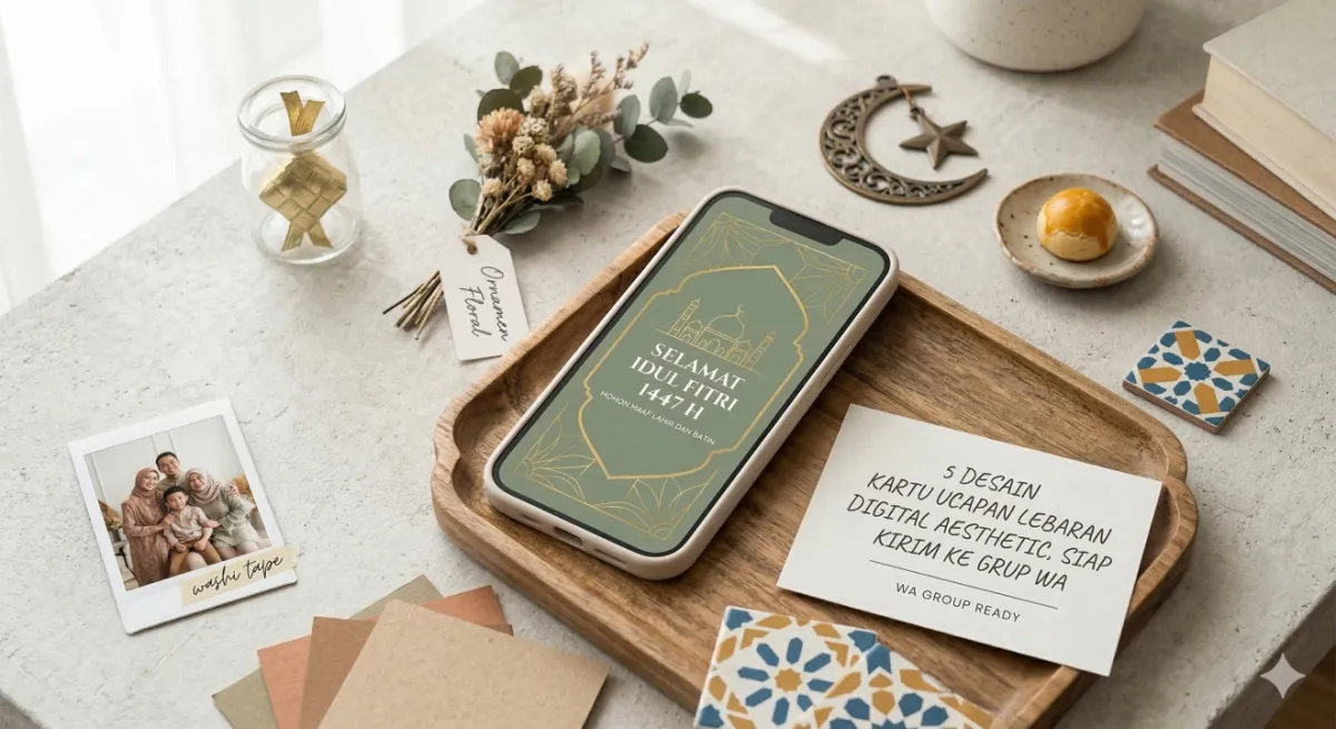 5 Desain kartu ucapan Lebaran digital aesthetic, siap kirim ke grup WA