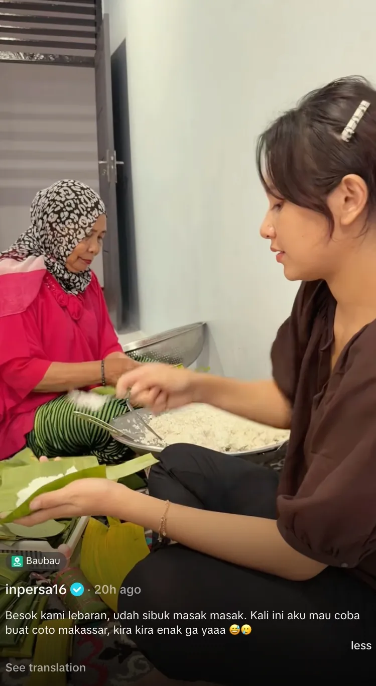 Indah Permatasari masak Coto Makassar TikTok/@inpersa16 Indah Permatasari masak Coto Makassar TikTok/@inpersa16