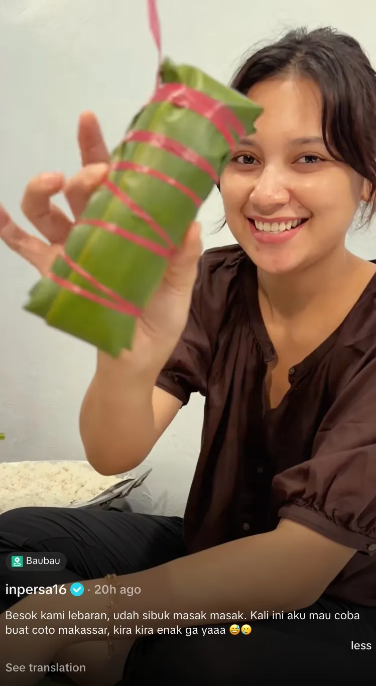 Indah Permatasari masak Coto Makassar TikTok/@inpersa16 Indah Permatasari masak Coto Makassar TikTok/@inpersa16