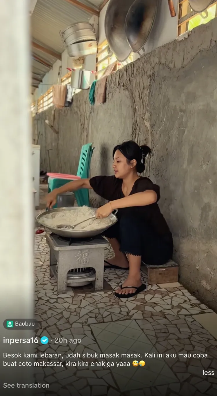 Indah Permatasari masak Coto Makassar TikTok/@inpersa16 Indah Permatasari masak Coto Makassar TikTok/@inpersa16