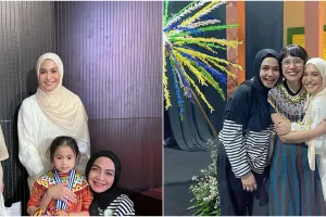 9 Potret anggun Caca Tengker berhijab hadiri acara sekolah anak, didoakan istikamah