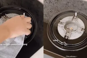 Wanita ini punya trik usir noda kerak tungku kompor tanpa direndam air panas, cuma pakai 3 bahan dapur