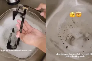 Wanita ini punya trik usir noda kerak tungku kompor tanpa direndam air panas, cuma pakai 3 bahan dapur