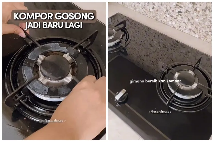 Wanita ini punya trik usir noda kerak tungku kompor tanpa direndam air panas, cuma pakai 3 bahan dapur