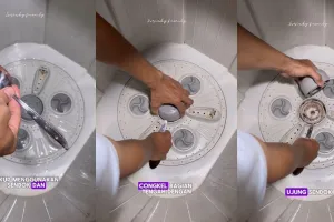 Cara bapak-bapak bongkar mesin cuci ini simpel pakai 1 alat dapur, basmi semua noda hingga ke akar
