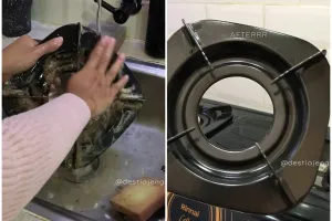 Tanpa cuka dan air panas, begini trik bersihkan tungku kompor berkerak dan penuh lemak pakai 3 bahan