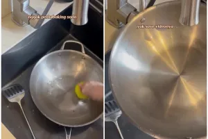 Cuma bermodal air, ini trik membersihkan nasi gosong dan berkerak di wajan stainless dalam 2 menit