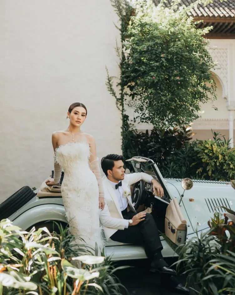 9 Pemotretan Aaliyah Massaid-Thariq Halilintar bertema retro glam, vibesnya bak pengantin Hollywood