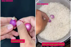 Trik mengatasi nasi terlalu basah dan tidak pulen usai ditanak, ampuh pakai 1 bahan dapur ini