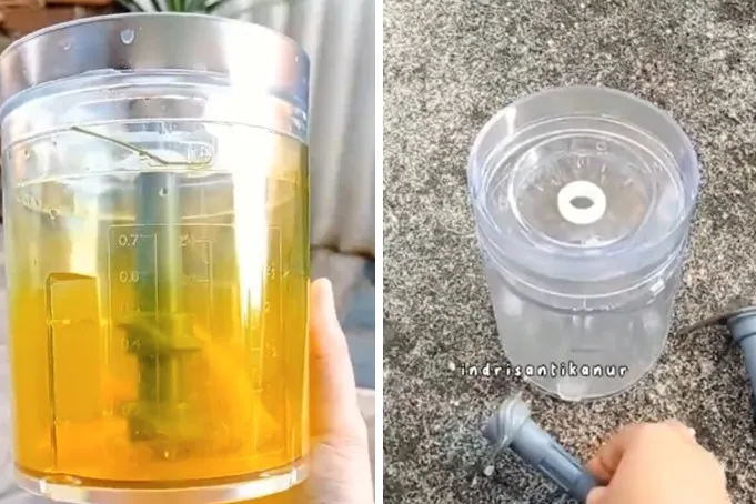 Tak perlu disikat atau direndam air panas, ini trik pudarkan noda kunyit di blender agar kinclong lagi