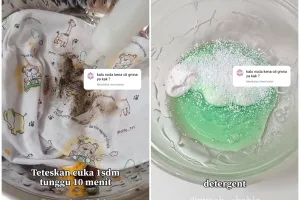 Trik hilangkan noda oli kering di baju cukup pakai tambahan 2 bahan dapur, sekali kucek auto kinclong