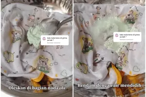 Trik hilangkan noda oli kering di baju cukup pakai tambahan 2 bahan dapur, sekali kucek auto kinclong