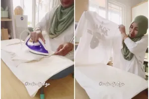 Pakai 1 alat dapur, emak-emak ini punya trik setrika baju agar cepat licin dan hemat tenaga