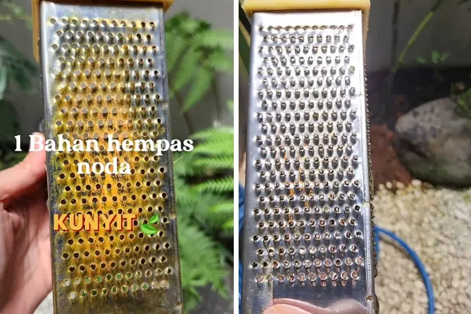 Sering memarut kunyit? Ini trik ampuh menghilangkan kerak kunyit membandel di parutan pakai 1 bahan