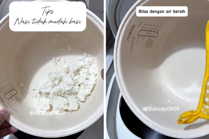 Jadi penyebab nasi cepat basi, ini trik bersihkan panci rice cooker agar steril pakai 1 bumbu dapur
