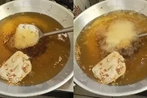 Tak perlu pakai cetakan khusus, ini trik goreng peyek agar hasilnya semakin tipis dan renyah