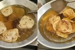 Tak perlu pakai cetakan khusus, ini trik goreng peyek agar hasilnya semakin tipis dan renyah