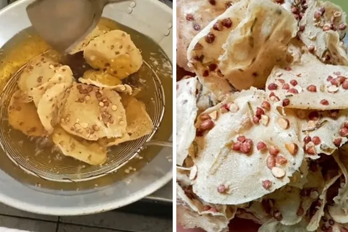 Tak perlu pakai cetakan khusus, ini trik goreng peyek agar hasilnya semakin tipis dan renyah