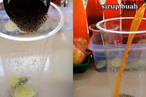 Pedagang minuman ini bagikan trik bikin es kuwut, tetap manis dan segar meski tanpa timun
