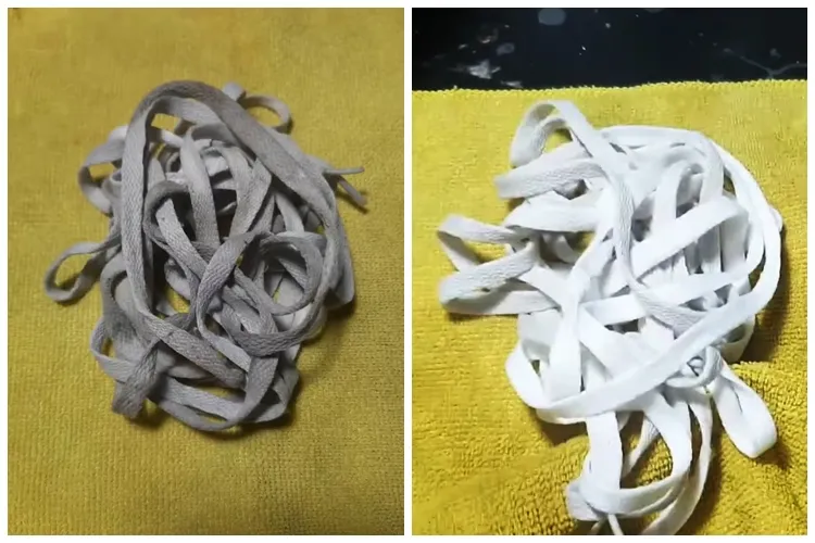 Tanpa disikat, ini cara cuci tali sepatu dekil dan kusam agar putih lagi pakai tambahan 1 bahan dapur