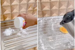 Cara bersihkan kerak menguning di wastafel cuci piring ini aman tanpa bekas, cukup pakai 2 bahan dapur