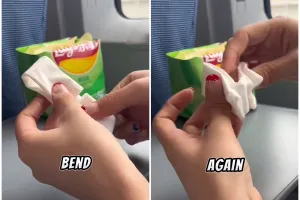 Bisa kokoh tanpa sandaran, aksi netizen makan keripik ini bikin nggak pegal karena tak perlu digenggam