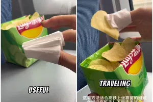 Bisa kokoh tanpa sandaran, aksi netizen makan keripik ini bikin nggak pegal karena tak perlu digenggam