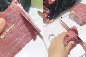 Tanpa dimarinasi baking soda, emak-emak ini punya trik mengempukkan daging dengan 1 alat dapur