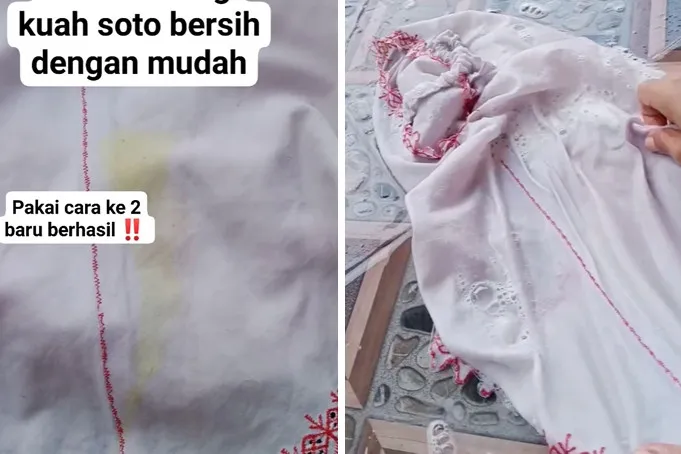 Tak perlu detergen, trik cuci baju putih usai terkena tumpahan kuah soto ini ampuh pakai 3 bahan dapur