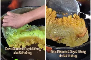 Bukan pakai minyak banyak, ini trik goreng peyek udang ala RM Padang agar hasilnya tipis dan lebar