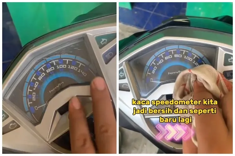 Tanpa diolesi oli, ini trik hilangkan noda kusam dan retak di speedometer motor pakai 1 bahan dapur