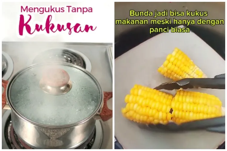 Tanpa saringan, dandang, dan panci khusus, ini trik mengukus makanan cuma pakai 1 alat makan
