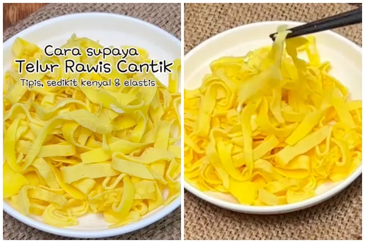 Trik bikin telur dadar lauk nasi kuning jadi lebih tebal dan kenyal, cuma tambah 1 bahan makanan