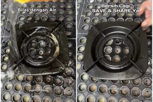 Tak perlu disiram air panas, ini cara hilangkan kerak hitam di tatakan kompor agar kesat seperti baru