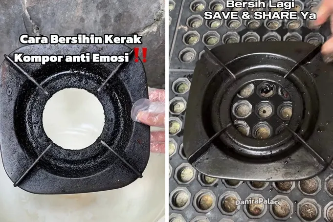Tak perlu disiram air panas, ini cara hilangkan kerak hitam di tatakan kompor agar kesat seperti baru