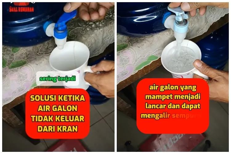Jangan buru-buru dikuras, begini cara mengatasi air keran galon mampet cuma pakai 1 alat dapur