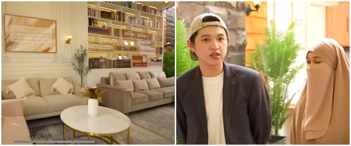 8 Potret ruang tamu Ustaz Dennis Lim ini bernuansa bak di perpustakaan
