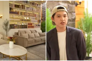 8 Potret ruang tamu Ustaz Dennis Lim ini bernuansa bak di perpustakaan