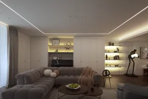 Mengusung konsep open space, 10 potret ruang tengah Aura Kasih ada pintu kamuflase