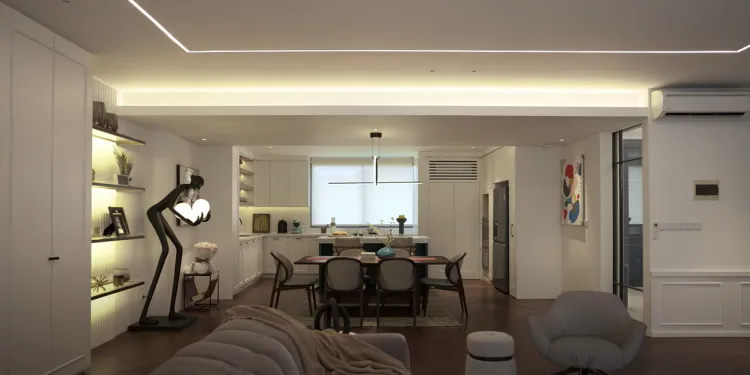 Mengusung konsep open space, 10 potret ruang tengah Aura Kasih ada pintu kamuflase