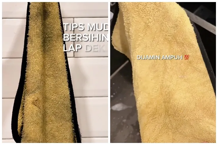 Trik mudah cuci kain lap dekil berminyak, pakai 2 bahan dapur ini auto kesat dan tak bau apek
