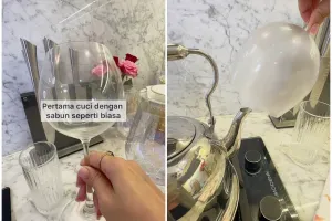 Trik mengubah gelas buram supaya lebih bening bak di restoran, cuma pakai 1 alat dapur ini